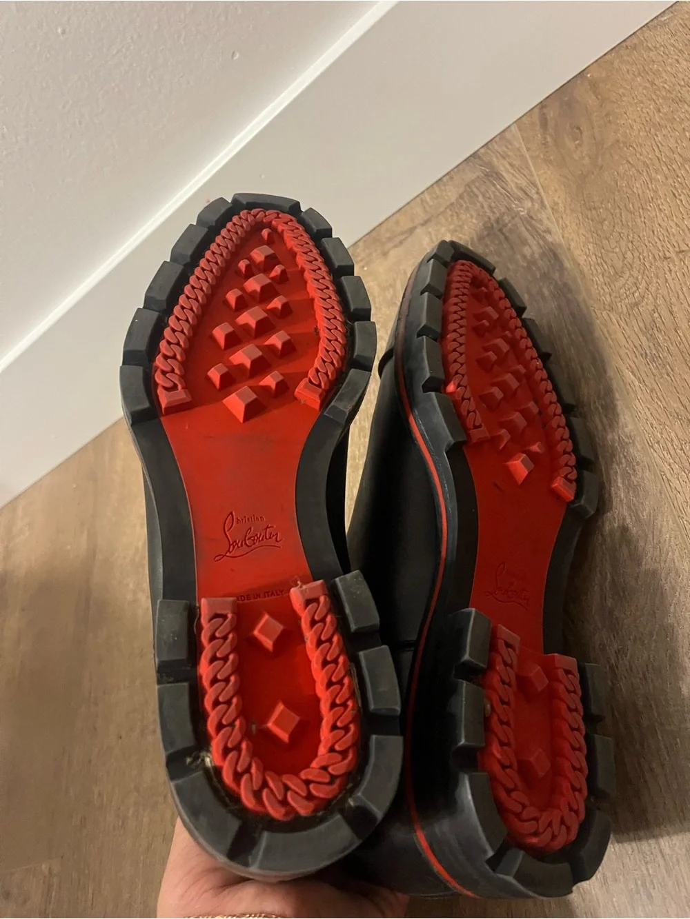Christian Louboutin Black Leather Chelsea Boots with Red Sole Trim 40 1/2